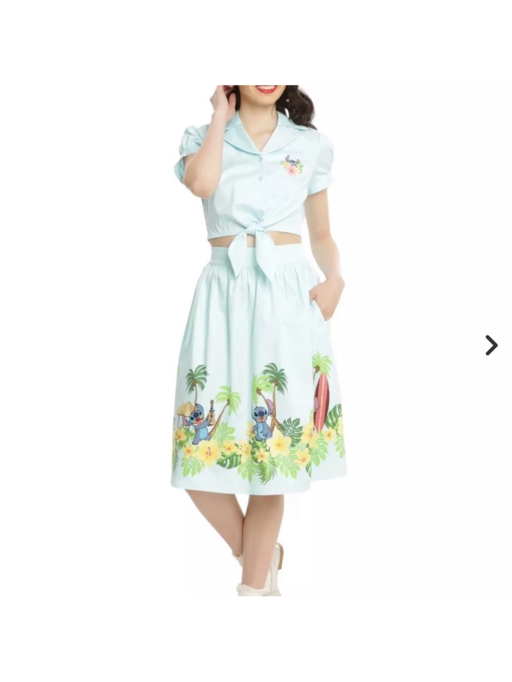 Disney Light Blue Tropical Stitch Two-Piece Dress